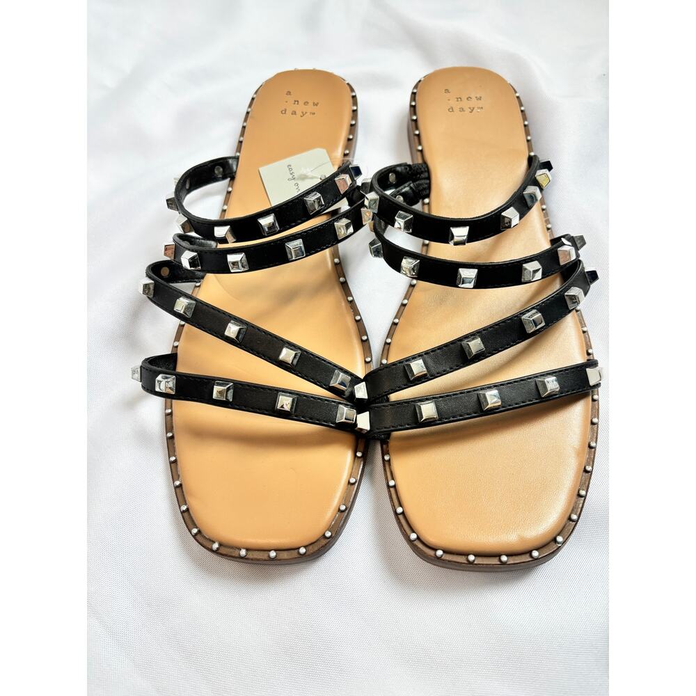 A New Day Studded Strappy Sandals Black Women Size 11 NWT